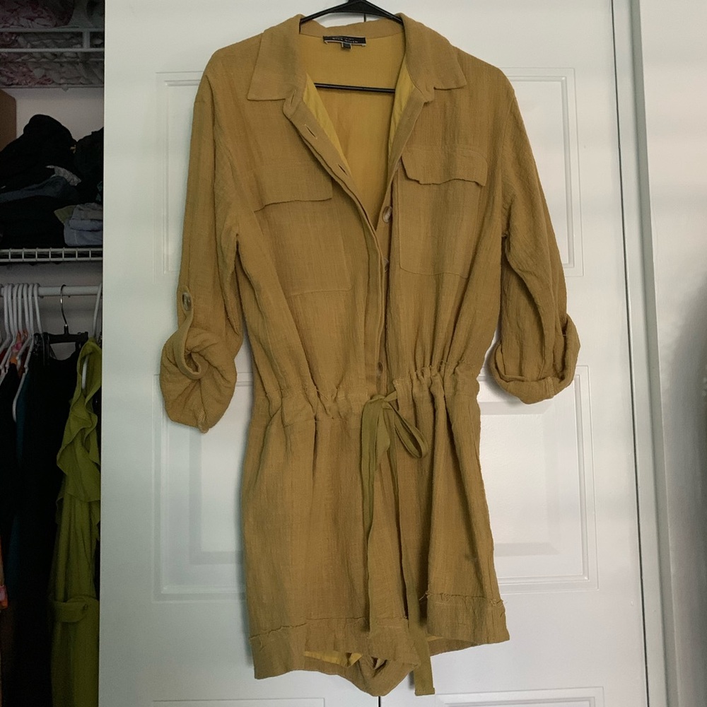 Red dress boutique Linen mustard color romper